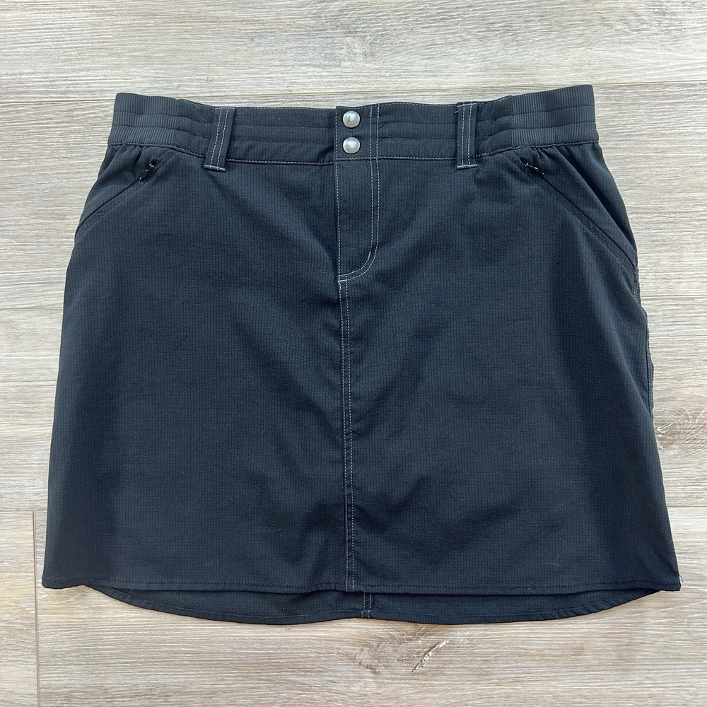 Kuhl Skort Womens 10 Black STRATTUS Hiking Camp Lined Skirt Zip Pockets Stretch